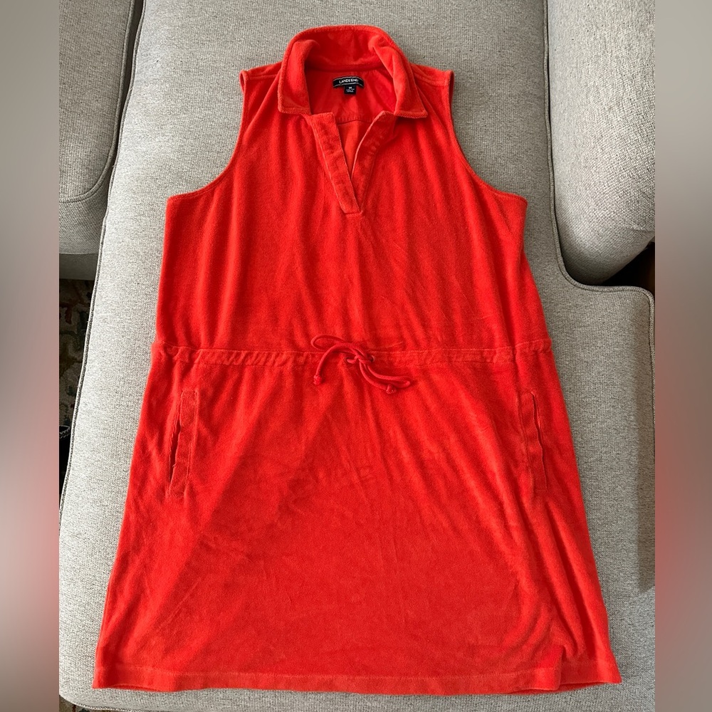 1X Plus Land’s End Bathing Suit Coverup Lounge wear Orange Terry cloth (16-18)